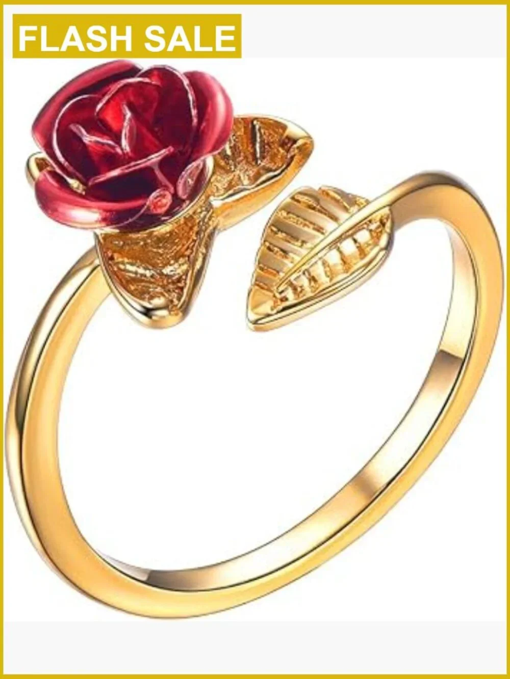 Stackable Rose Flower Ring Adjustable Band Sz 5-10